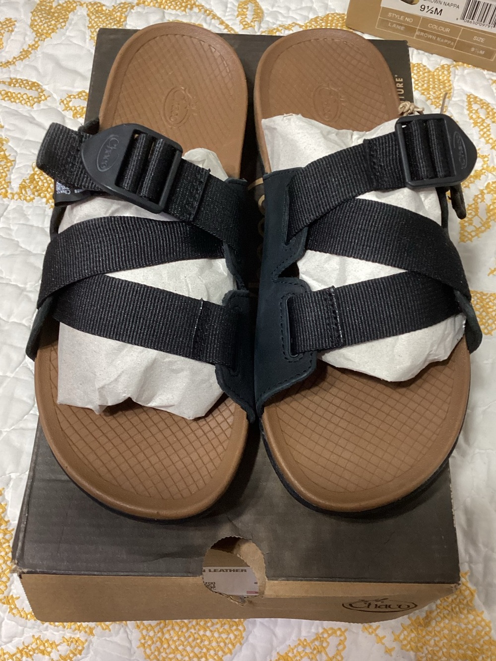 Chicos Lowdown Leather Slide Sandal Black Women’s 9